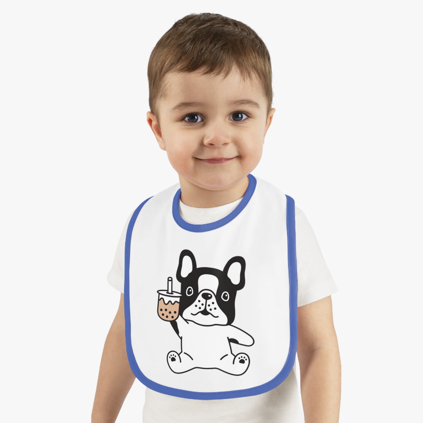 First Year of Frenchie Lover  Baby Contrast Trim Jersey Bib