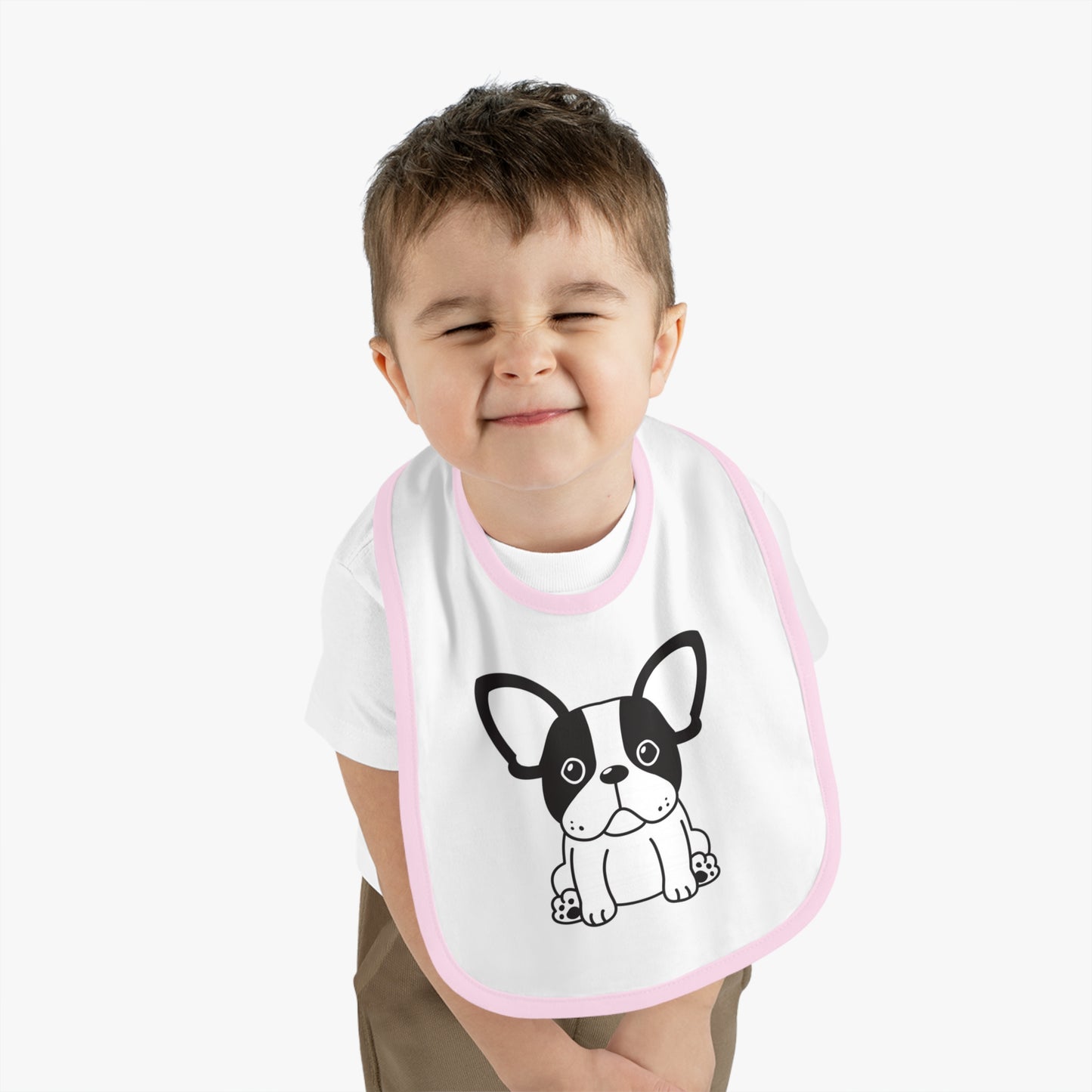 Frenchie lover  Baby Contrast Trim Jersey Bib