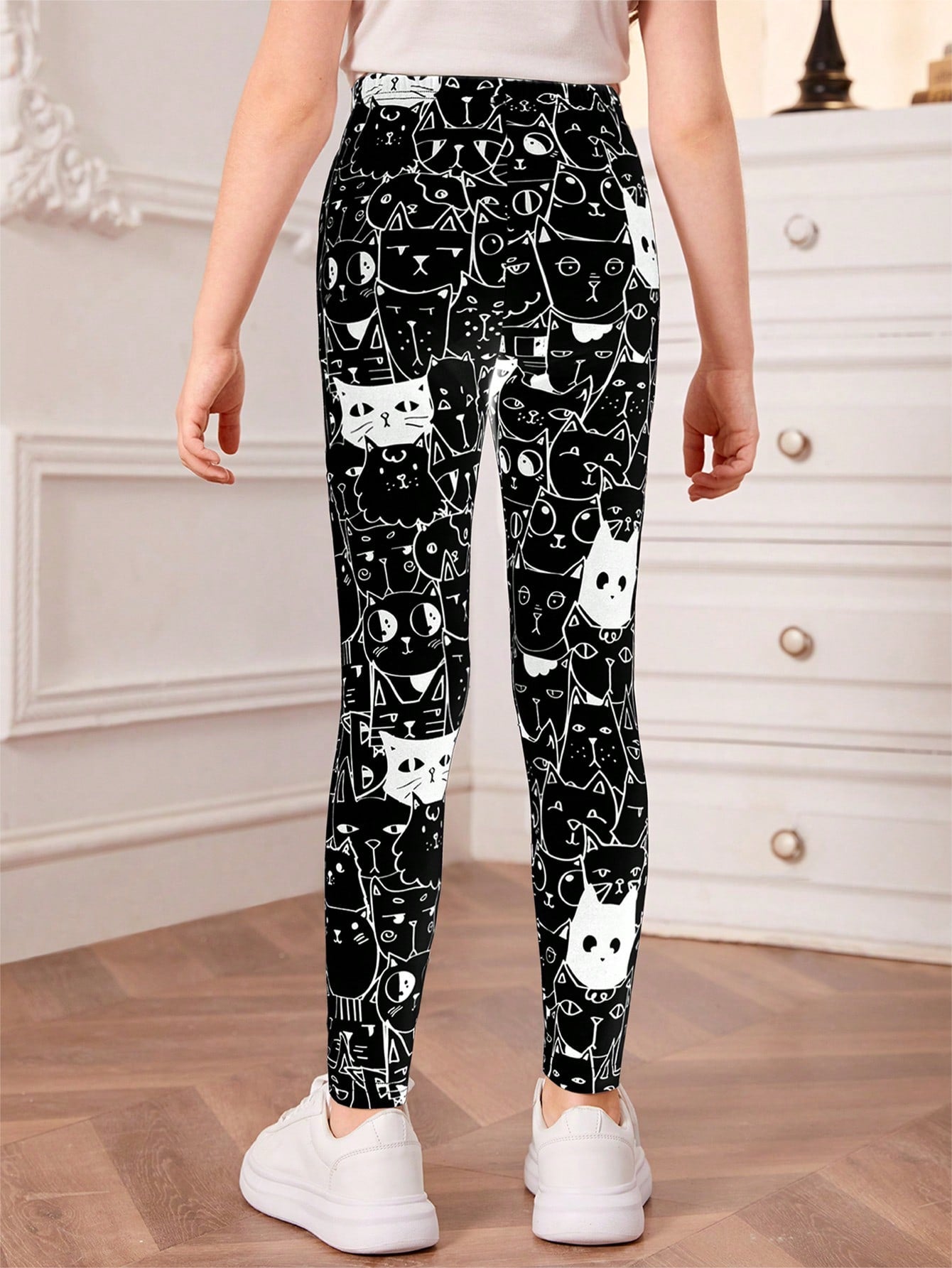 Cat Print Leggings for Tween Girls