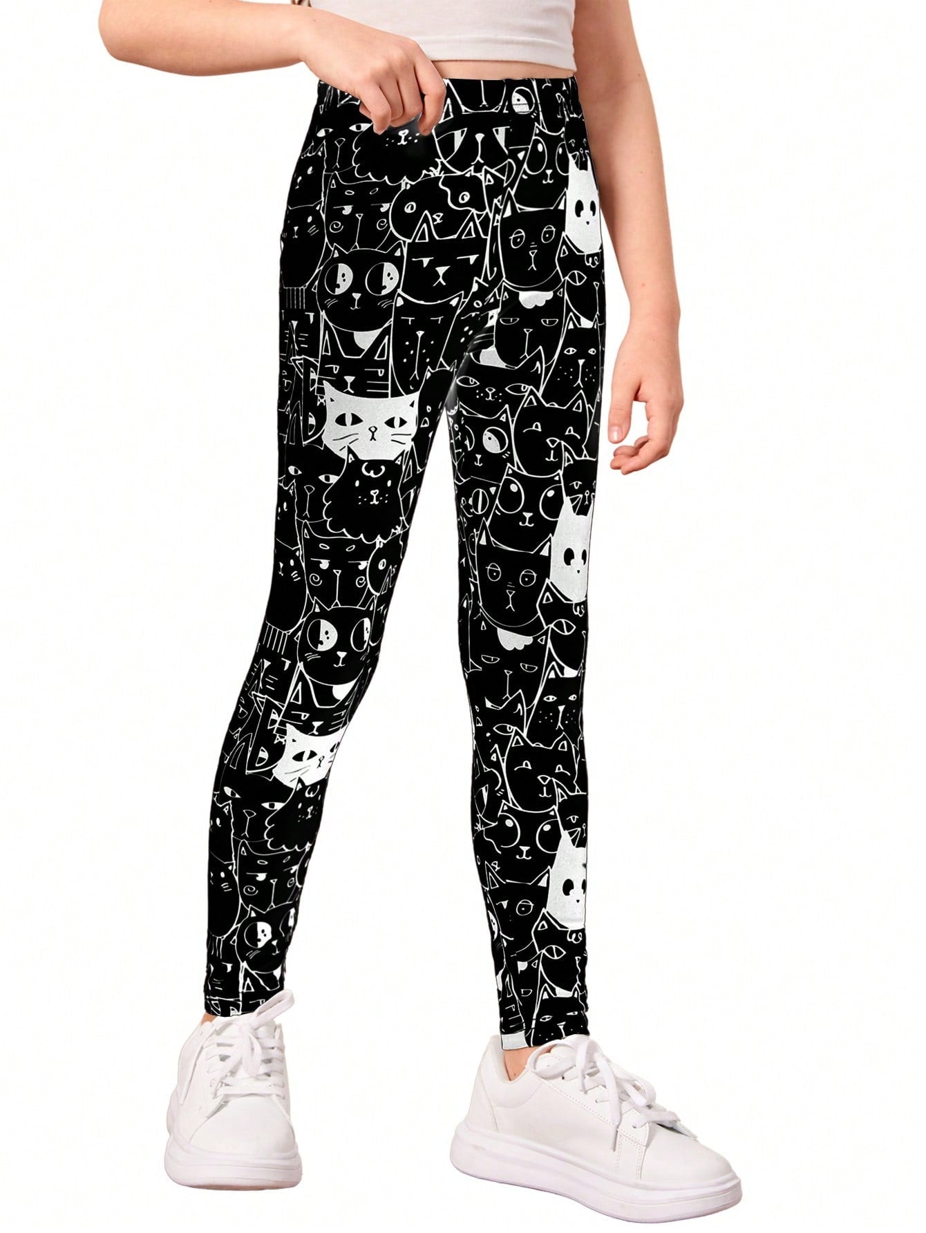 Cat Print Leggings for Tween Girls