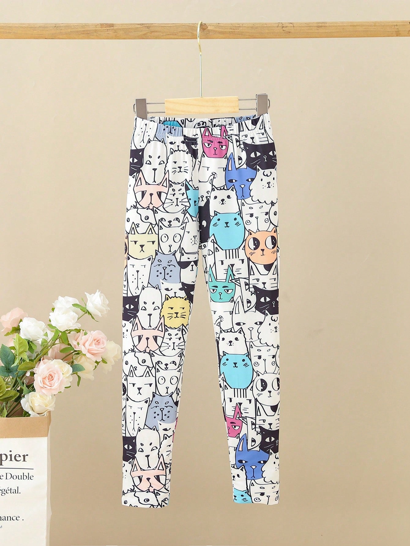 Cat Print Leggings for Tween Girls