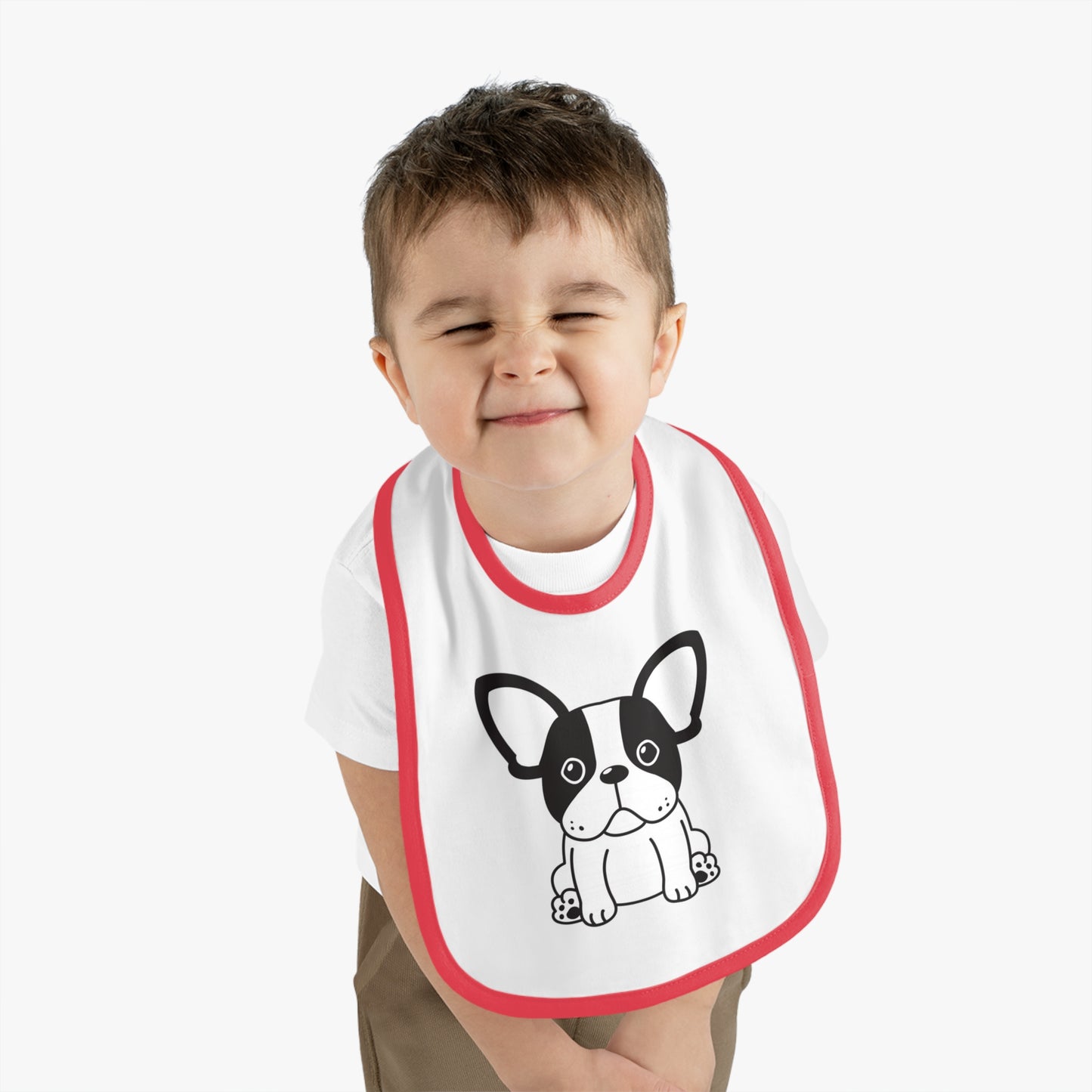 Frenchie lover  Baby Contrast Trim Jersey Bib