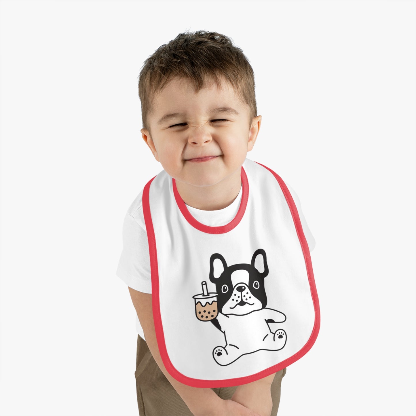 First Year of Frenchie Lover  Baby Contrast Trim Jersey Bib