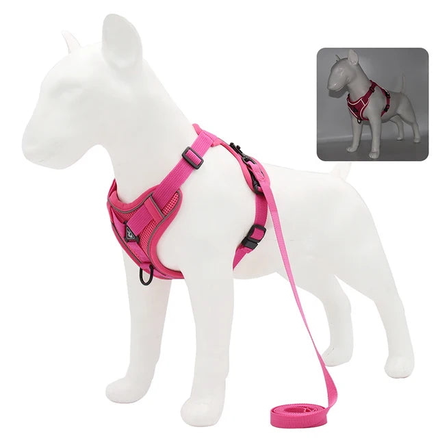 Adjustable Pet Harness Vest with Leash Set for Small to Large Dogs and Cats, Reflective Mesh Puppy Chest Strap - Dog Accessories