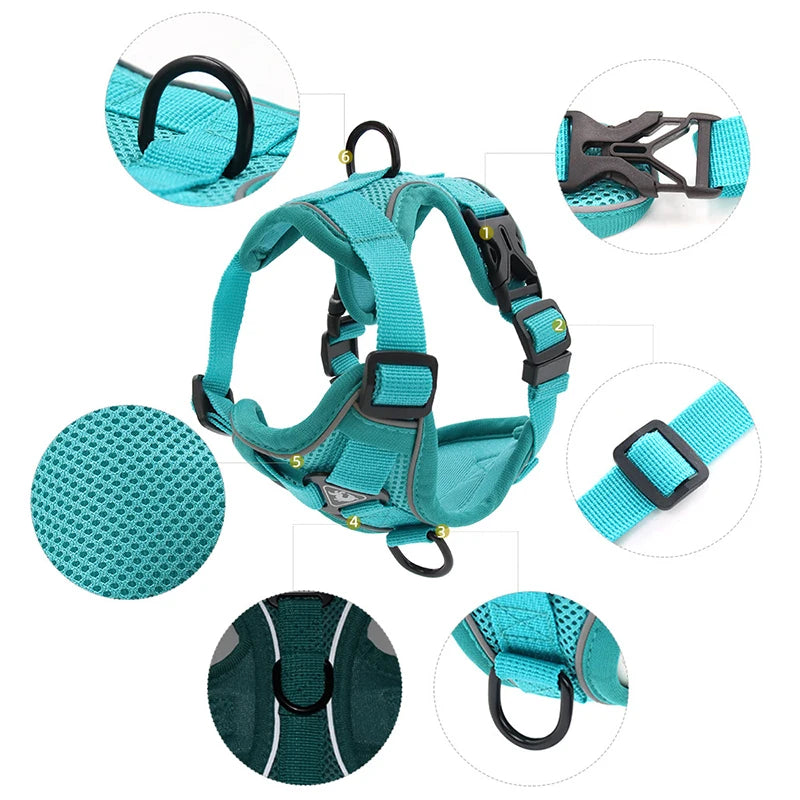 Adjustable Pet Harness Vest with Leash Set for Small to Large Dogs and Cats, Reflective Mesh Puppy Chest Strap - Dog Accessories