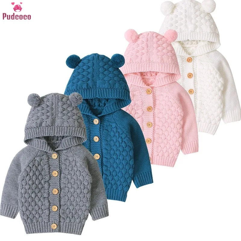 0-24M Baby Boy Sweater Kids Hooded Toddler Knitted Tops Girl Winter Jackets