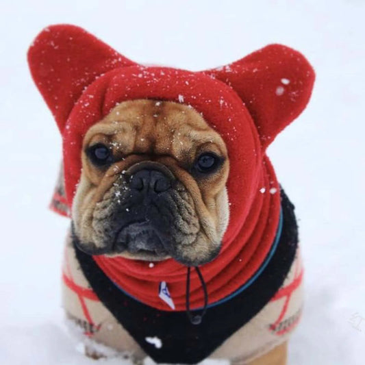 Adjustable Drawstring Puppy Cap Superfine Fleece Hat for Pets - Cute and Warm Winter Dog Headgear
