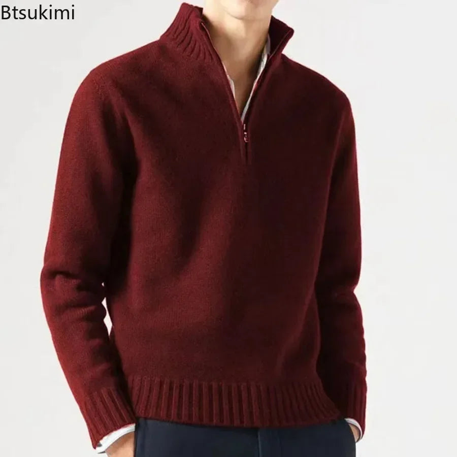 2024 Men's Winter Warm Knitted Sweaters Zipper Up Casual Pullovers Tops Knitwear Sweater Fashion Jumpers Sweater Men's Clothes