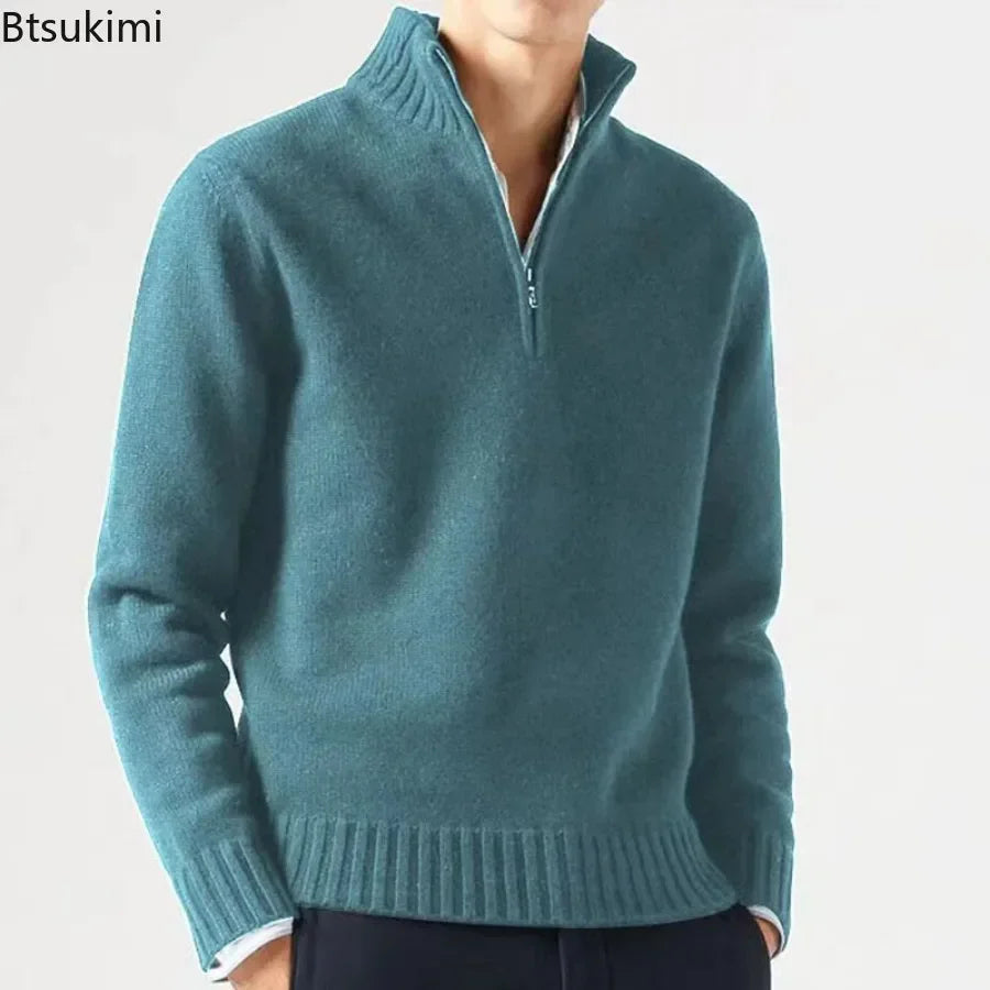 2024 Men's Winter Warm Knitted Sweaters Zipper Up Casual Pullovers Tops Knitwear Sweater Fashion Jumpers Sweater Men's Clothes