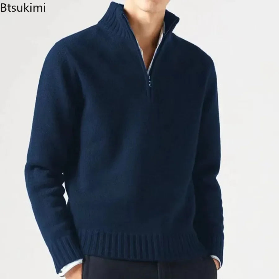 2024 Men's Winter Warm Knitted Sweaters Zipper Up Casual Pullovers Tops Knitwear Sweater Fashion Jumpers Sweater Men's Clothes