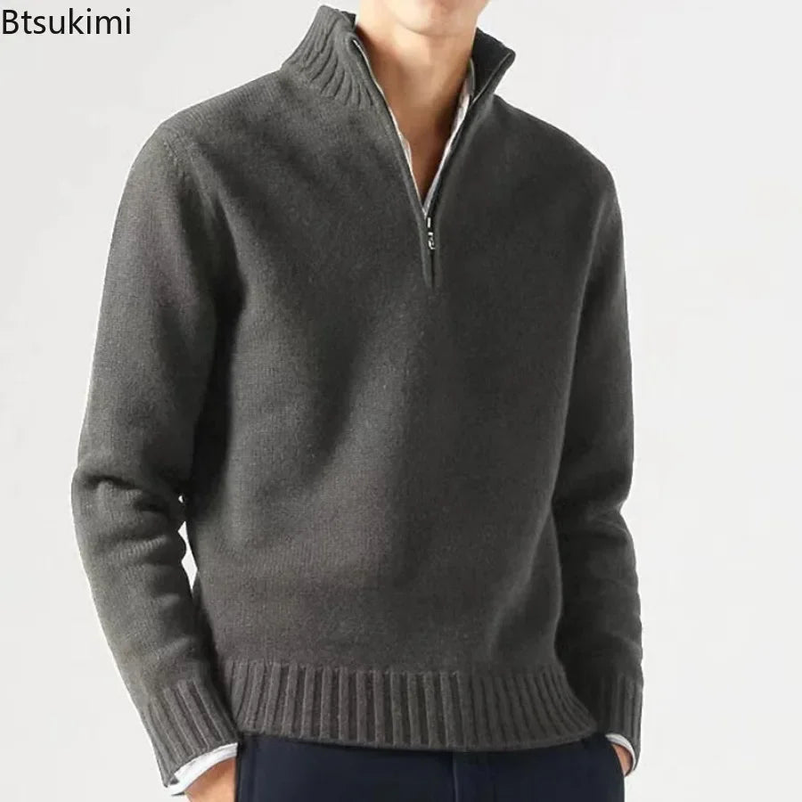 2024 Men's Winter Warm Knitted Sweaters Zipper Up Casual Pullovers Tops Knitwear Sweater Fashion Jumpers Sweater Men's Clothes