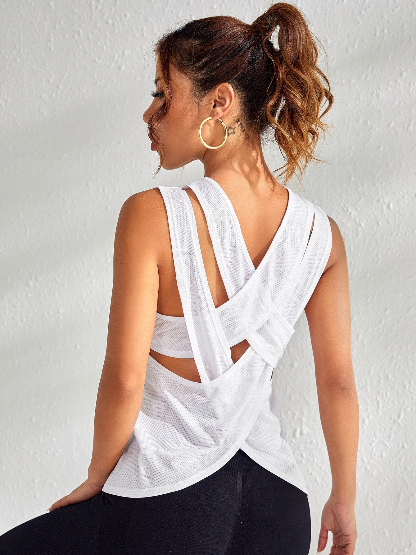 Sporty Tank Top with Cross Back Design