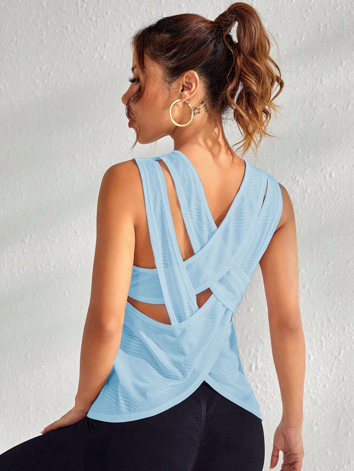 Sporty Tank Top with Cross Back Design