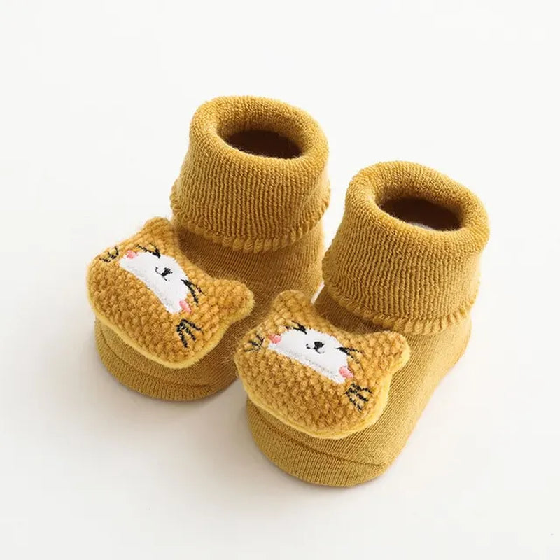 Anti-Slip Cartoon Baby Socks for Girls and Boys: Rabbit and Bear Design, Soft Warm Toddler Indoor Floor Socks for Kids