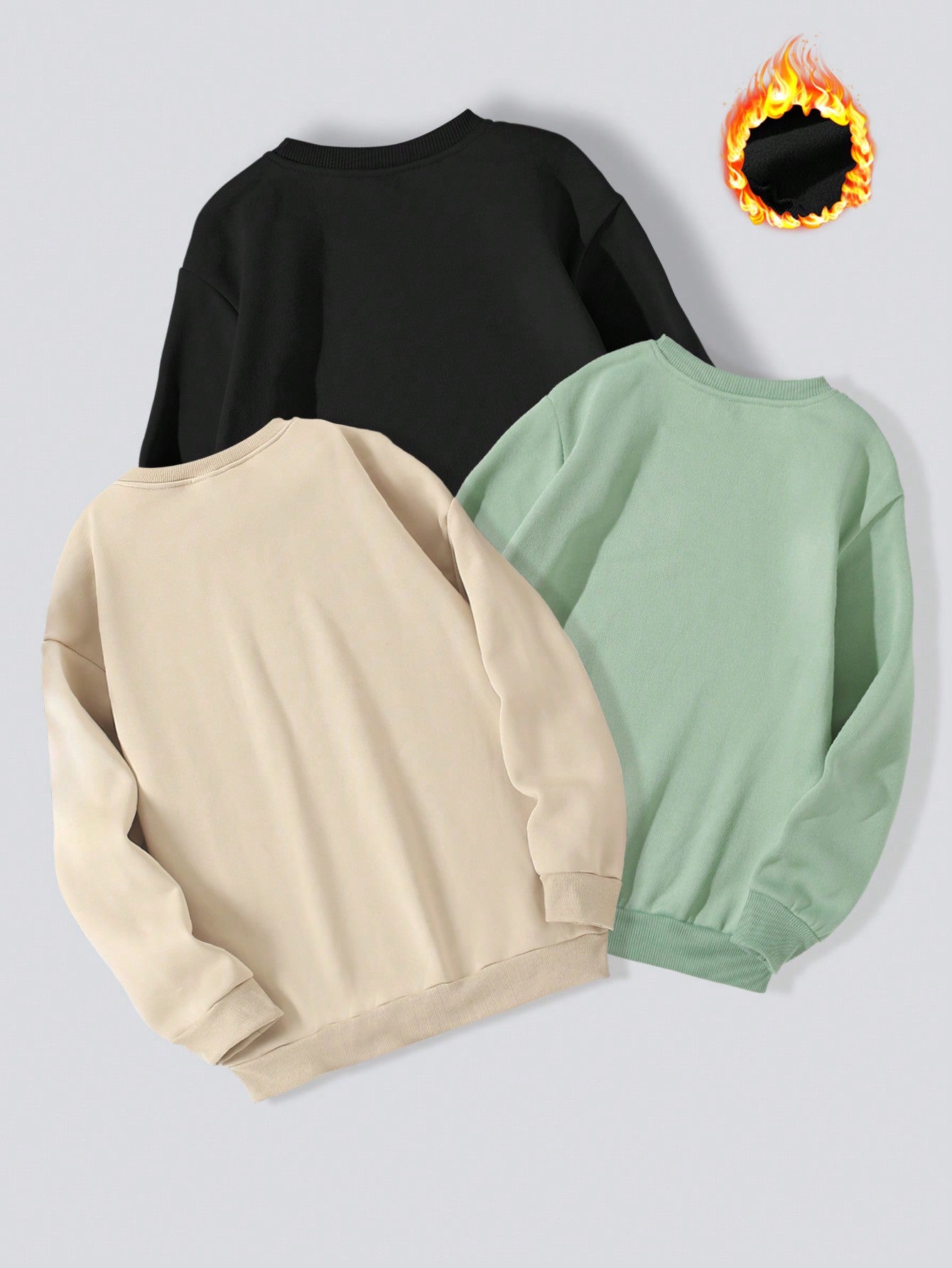 Three-Piece Set for Tween Girls, Including Fashionable Round Neck Sweatshirt with Letter Print and Soft Fleece Lining