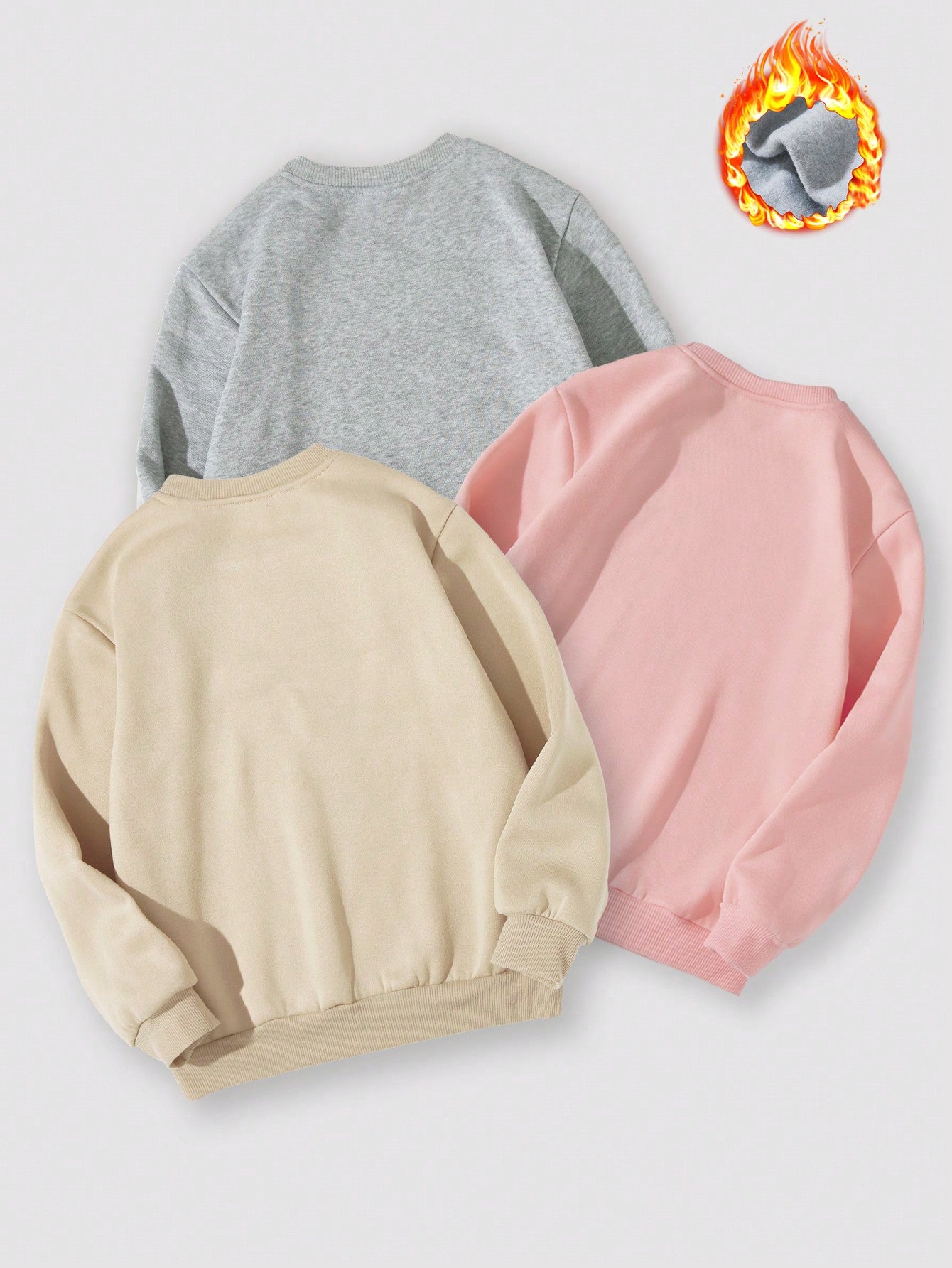 Three-Piece Set for Tween Girls, Including Fashionable Round Neck Sweatshirt with Letter Print and Soft Fleece Lining