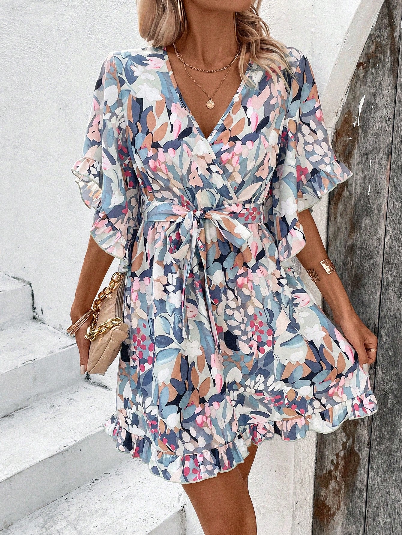 Printed Tie-Waist Dress for Women