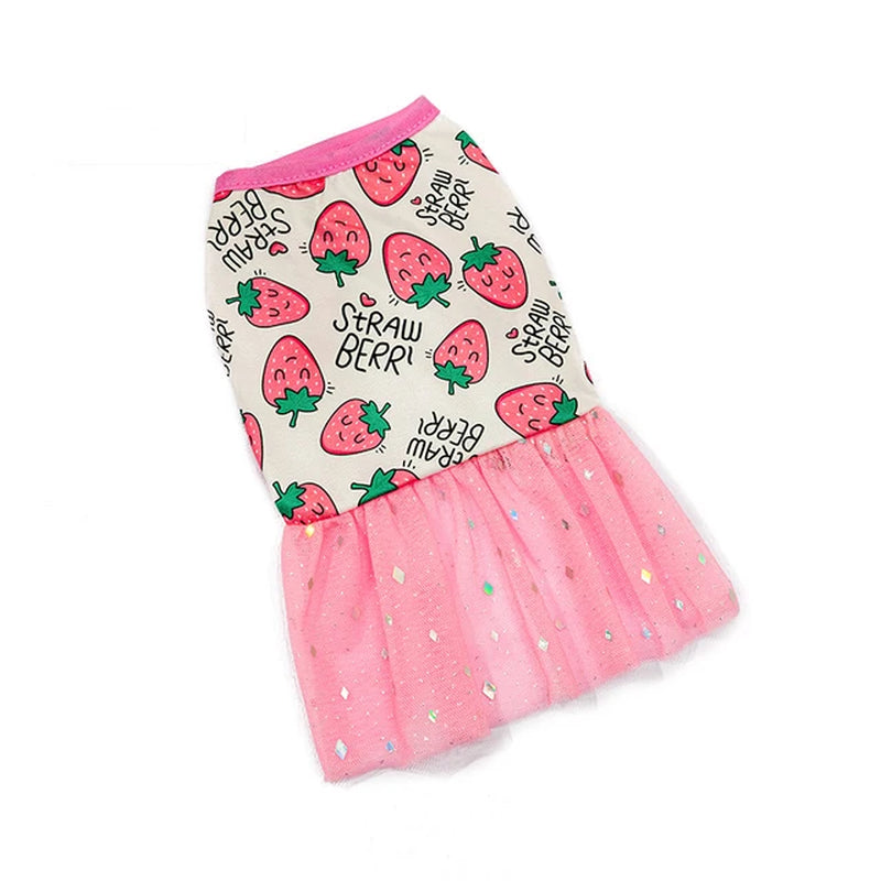 New 2023 Dog Clothes Fashion: Lace Design Dog Cat Dress, Puppy Skirt with Spring Summer Printing Mesh - Stylish Pet Apparel