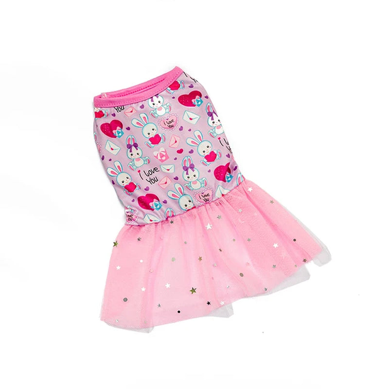 New 2023 Dog Clothes Fashion: Lace Design Dog Cat Dress, Puppy Skirt with Spring Summer Printing Mesh - Stylish Pet Apparel