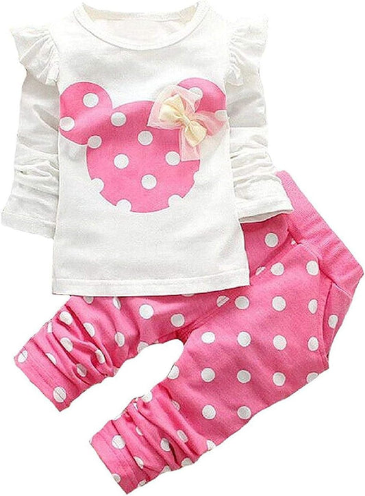 Baby Girl Clothes, 3 Pieces Long Sleeved Cute Toddler Infant Outfits Kids Tops and Pants Set