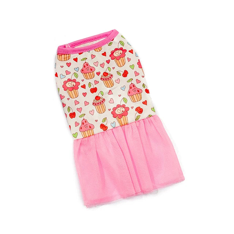 New 2023 Dog Clothes Fashion: Lace Design Dog Cat Dress, Puppy Skirt with Spring Summer Printing Mesh - Stylish Pet Apparel